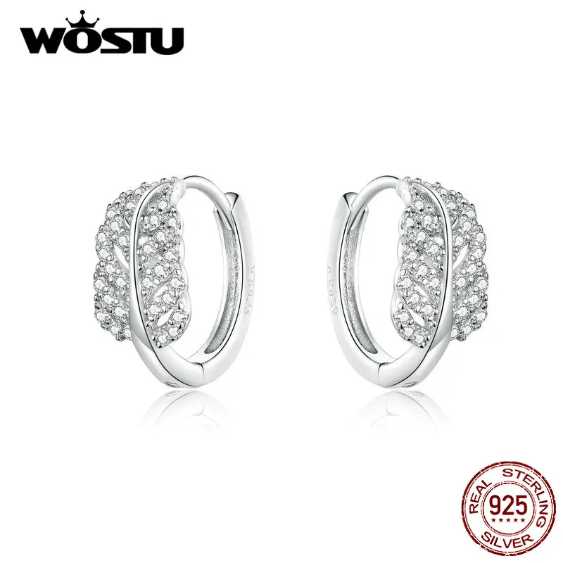 WOSTU новая мода 925 пробы серебро перо висячие серьги для женщин свадебные