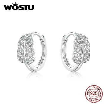 

WOSTU New Fashion 925 Sterling Silver Feather Drop Earrings For Women Wedding Zircon Earrings Dangles Earrings Jewelry CQE772