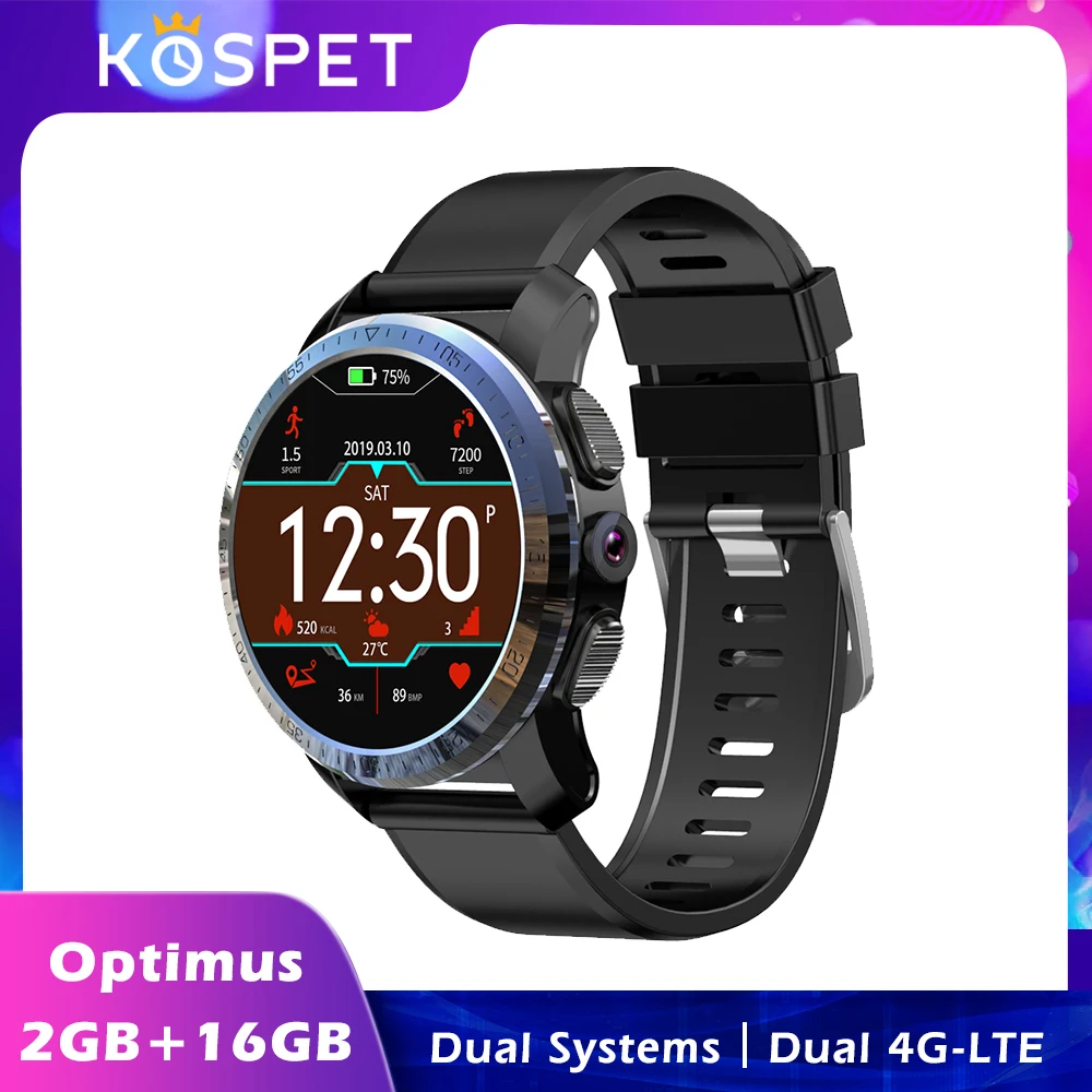 Смарт часы KOSPET Optimus 4G 2 + 16 ГБ 1 39 дюйма 800 мА · ч 8 МП|Смарт-часы| |