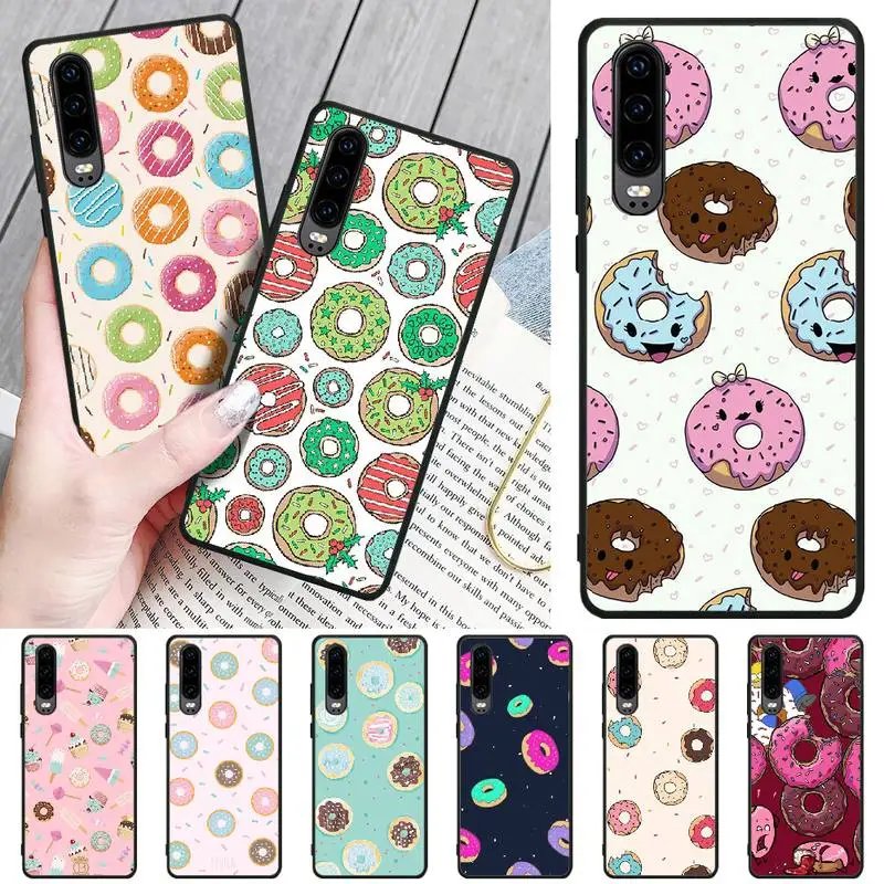 Мягкий черный чехол для телефона LJHYDFCNB Food Donuts Huawei P8 lite 2017 P9 P10 20Pro Lite Pro P30lite P Smart 2019 |
