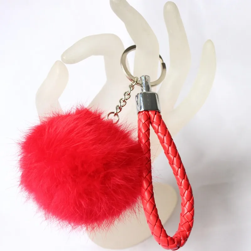 

Real Rabbit Fur Pompon Key Chain 8 cm Fluffy Fur Ball Key Ring Cute Pendant Bag Charming Car Key Holder Personality Gifts