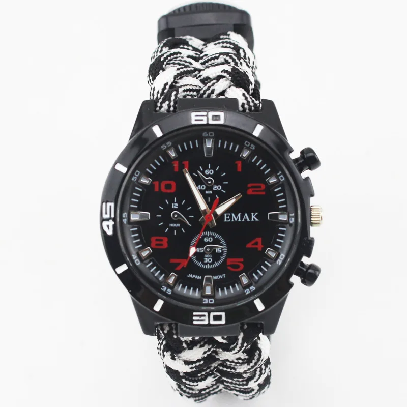 

-Emak Outdoor Seven Core Umbrella Rope Compass Weaving Watch Band Multi-functional Watch