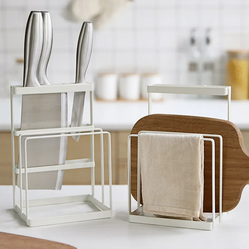 

European Style Simple Multi-functional Vertical Type Knife Rest Chopping Block Rack Kitchen Supplies Storage Shelf Knife Tool Ap