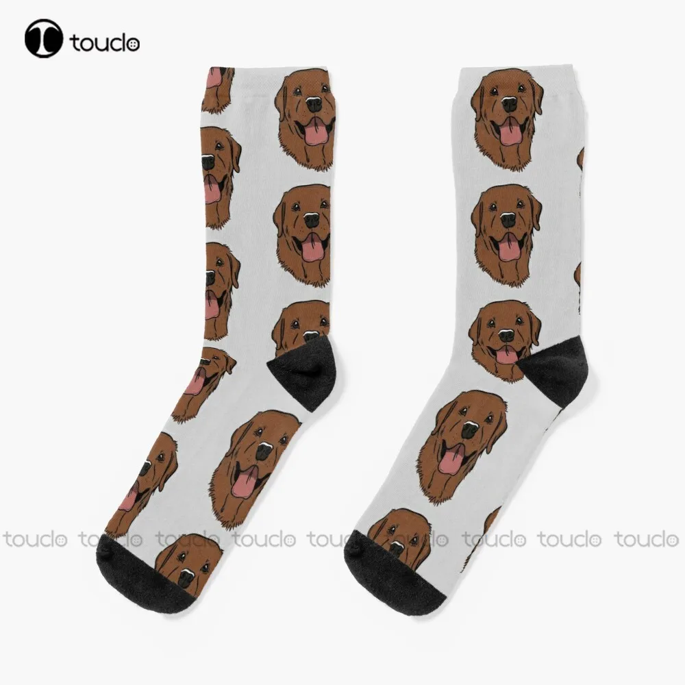 

A Happy Fox Red Lab Socks Football Socks Men Unisex Adult Teen Youth Socks Personalized Custom 360° Digital Print Funny Sock