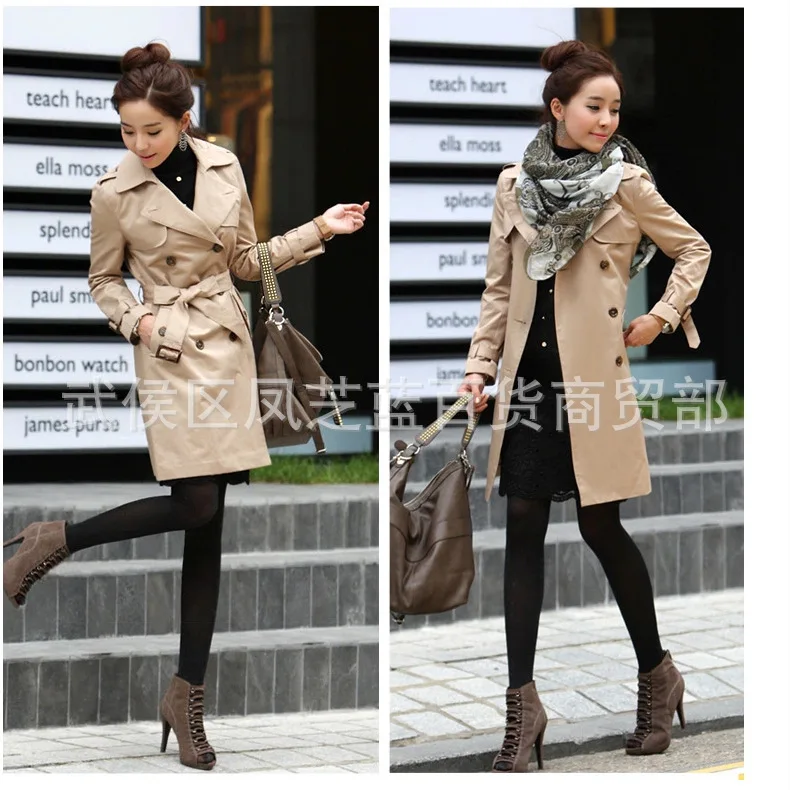 

2019 Autumn And Winter New Style WOMEN'S Dust Coat Korean-style Slim Fit Women's Mid-length Trench Coat WOMEN'S Overcoat