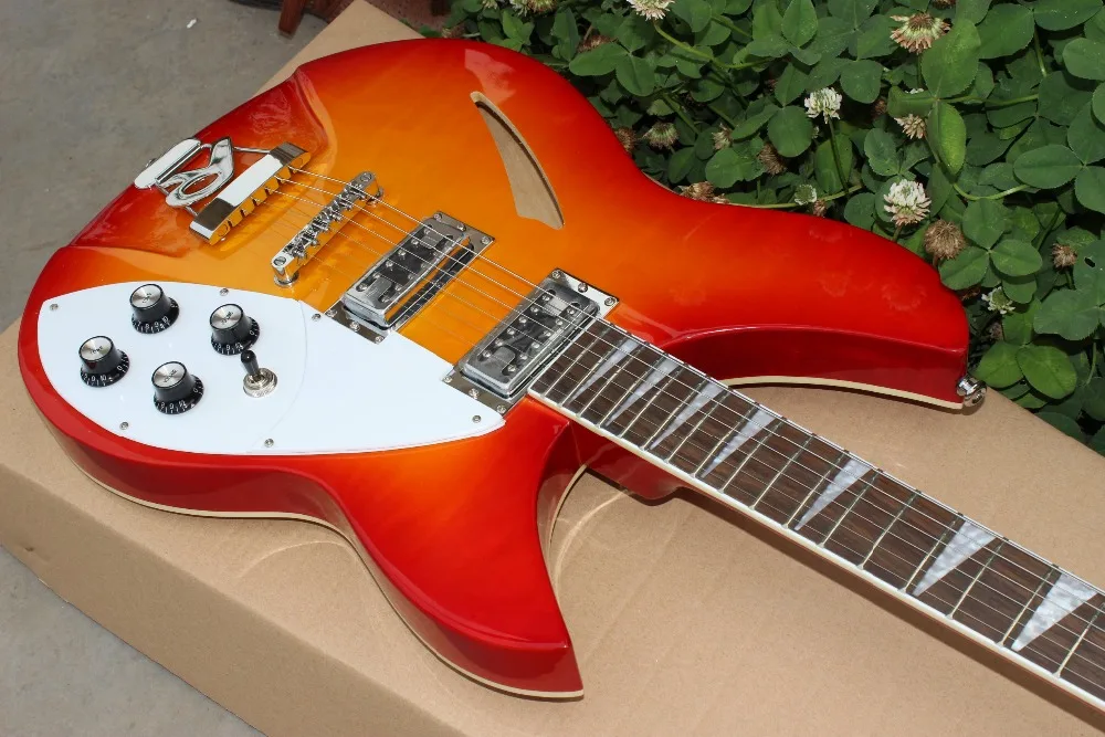 Высокое качество Richenbacker медовый взрыв Цвет электрогитара, Richenbacker гитара ra. Палисандр гриф. Двойной Sunburst Цвет
