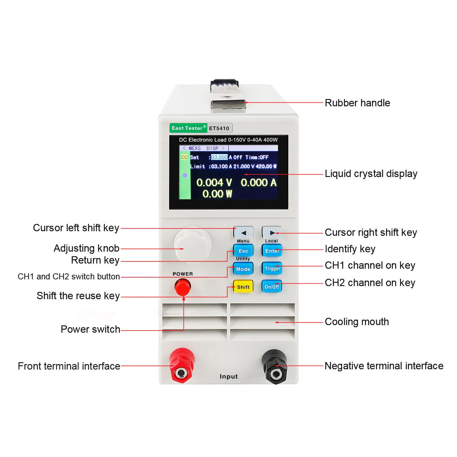 US $128.28 Professional Programmable Battery Tester 400W Single Channel DC Electronic Load Battery Capacity Tester 220110V Inventory