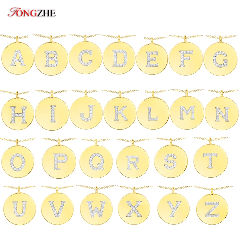 

TONGZHE Pure 925 Sterling Silver Initial Pendant Small Letters Necklaces for Women Gold Color Thin Chain English Letter Jewelry