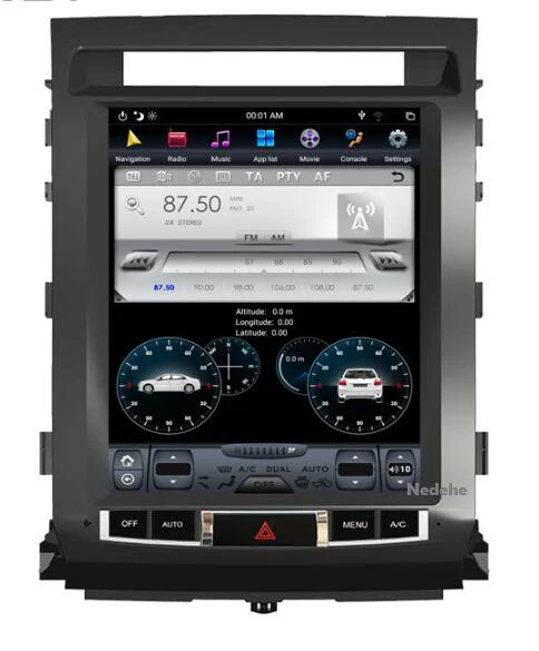 12," Tesla стиль Android 7,1 автомобильный gps-навигация, dvd-плеер для Toyota Land Cruiser LC200 2008- с заводской навигацией