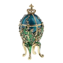 2 шт. эмаль Faberge Пасхальная коробка-яйцо для ювелирных изделий свадебное кольцо контейнер для хранения