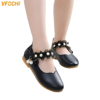 

VFOCHI 2019 Girls Leather Shoes for Kids Low Heeled Girls Princess Shoes Children Casual Party Shoes Teenager Girls Dress Shoes