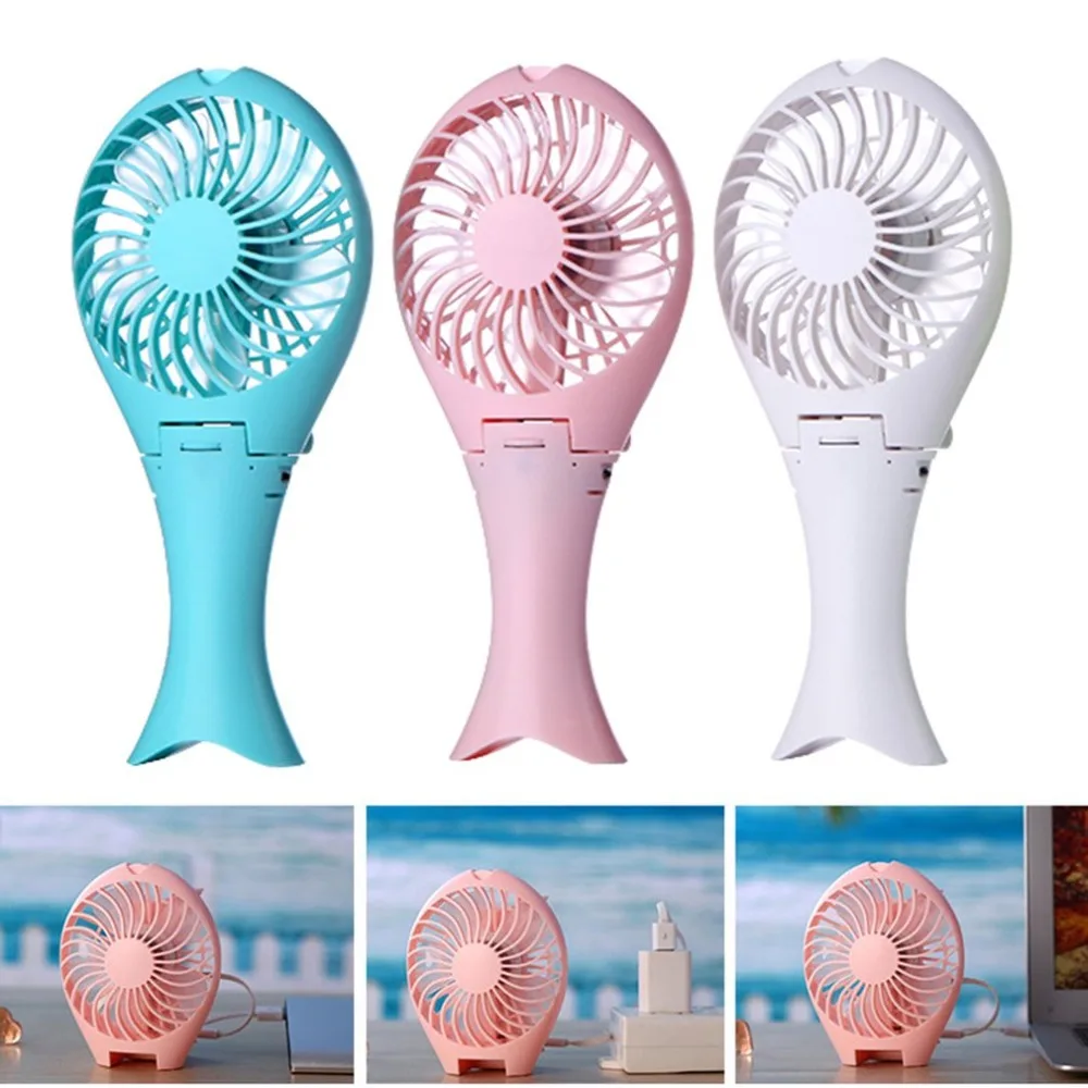 Energy-saving Mini Air Conditioner Fan Portable USB Rechargeable Handheld Mermaid Foldable For Travel Camping