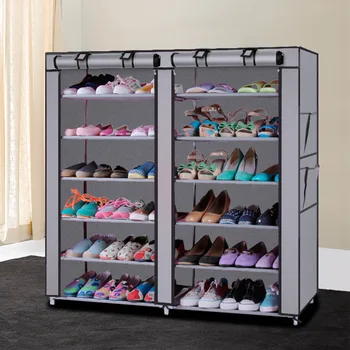 

6 Layers Dustproof Shoes Rack Non-Woven Fabric Shoe Stands 12 Lattices Shoes Rack Stand Storage Organizer Fabric Shelf Holder