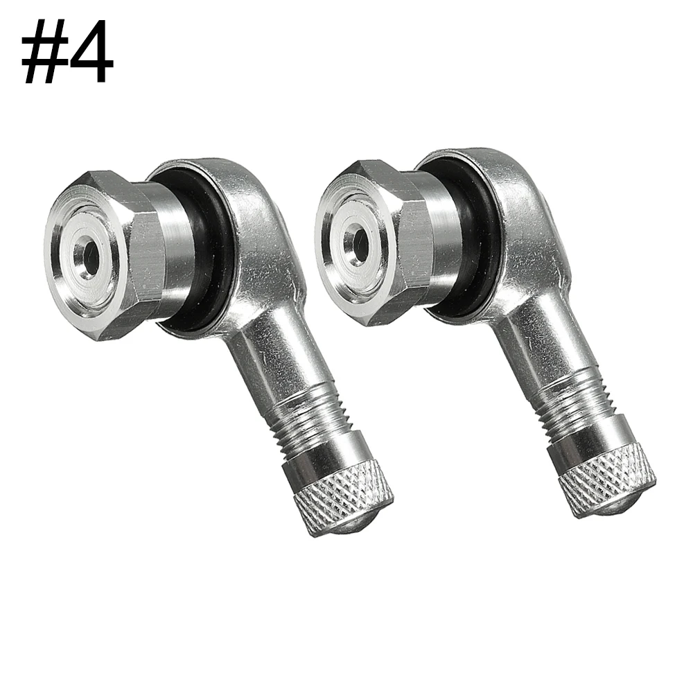Aluminum Alloy 90° Angle Motorcycle Valve Stem Set with Tubeless Caps (2-Piece)