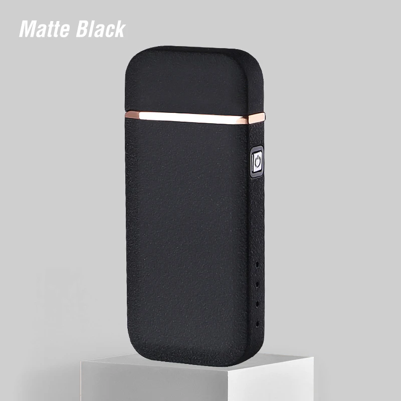 Mattle black Вращающаяся зарядка, вращающаяся дуговая зажигалка, USB электрическая зажигалка для сигарет, ветрозащитная электронная плазменная зажигалка, фонарик для мужчин, подарок - Цвет: Mattle black