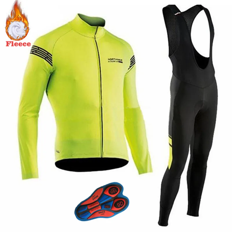 

NW 2019 Professional Team Men's Bike Long Sleeve Winter Hot Wool Jersey Bike Warm MTB Bike Costume North Wave