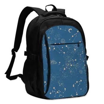 

Hot USB Charging Laptop Women's Backpack For Teenage Students Girls School Backpack Space Galaxy Constellation Travel Bagpack