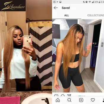 

Honey Blonde Brazilian Deep Part Lace Front Human Hair Wigs Bleached Knots 13×6 Ombre Straight frontal wig for Black Women Remy