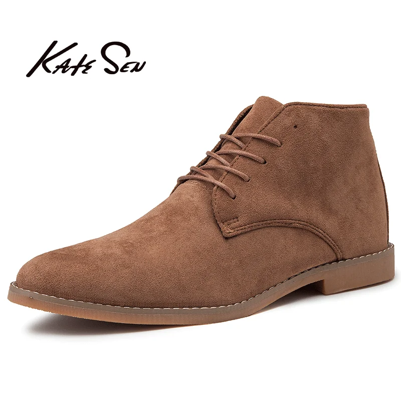 

KATESEN new men boots fashion Chelsea ankle boots men's leather suede leather boots quality warm non-slip motorcycle boots