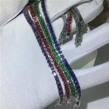 Vecalon, 4 цвета, массивный Теннисный браслет, принцесса, огранка, кубический цирконий, серебро, золото, вечерние, свадебные браслеты для женщин, мужчин, ювелирные изделия