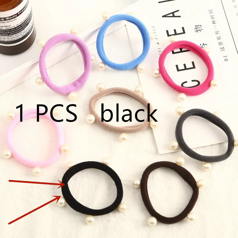 Fashion Pearls Bead Elastic Rubber Hair Bands Elegant Headwear Women Girl Hair Rope Scrunchy Ponytail Jewelry Hair Accessory - Цвет: 1 pcs