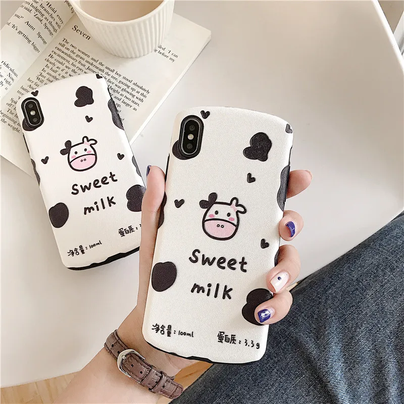 GYKZ Kawaii Cow молоко телефонный чехол для iPhone XR XS MAX X 7 8 6 6s Plus черный белый мягкий