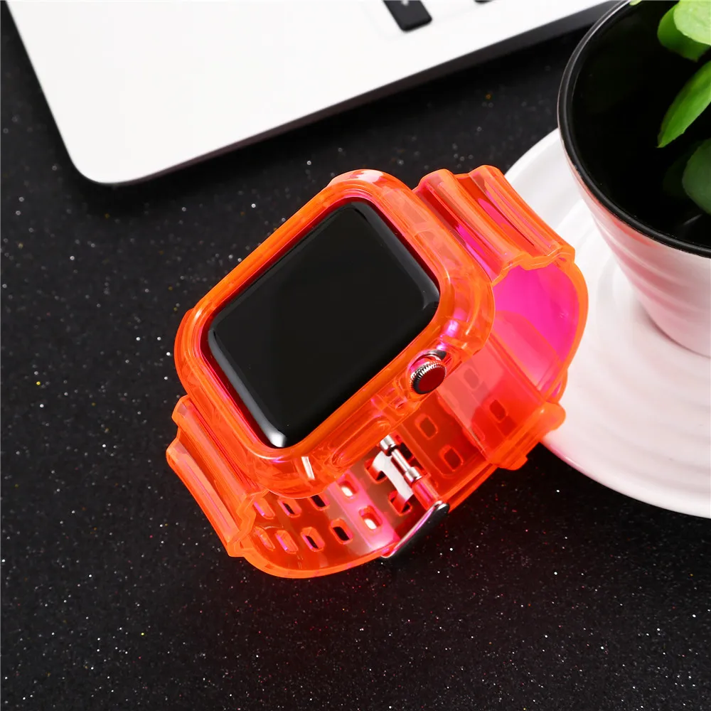Ремешок силиконовый 2 в 1 для Apple Watch прозрачный браслет задней крышки серии SE 6 5 4 3
