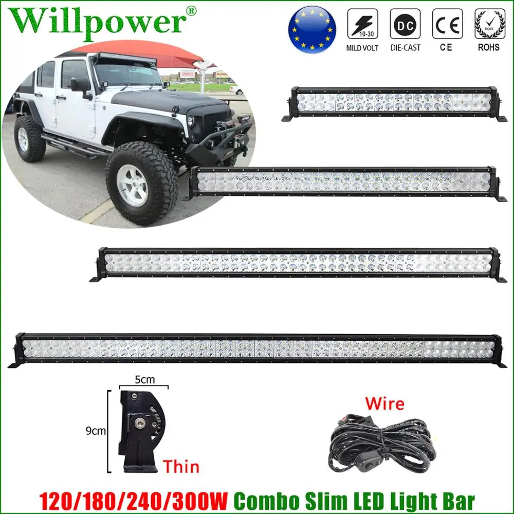 

Offroad 4WD Bumper 22inch 32" 42" 50" 52" Thin LED Work Light Bar For Jeep Dodge Chevy 4x4 Truck UTV SUV Pickup Fog Driving Lamp