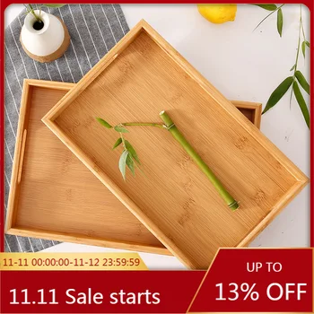 

Japanese-style Bamboo Wood Rectangular Tray Plates for Food Snack Tea Coffee Cocktail Meals Fruit Trays Home Cake Breakfast Tray