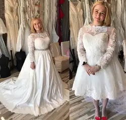 2020 свадебное платье из двух частей длинные белые с рукавом размера плюс свадебные платья Пляжные с открытыми плечами Свадебные платья без