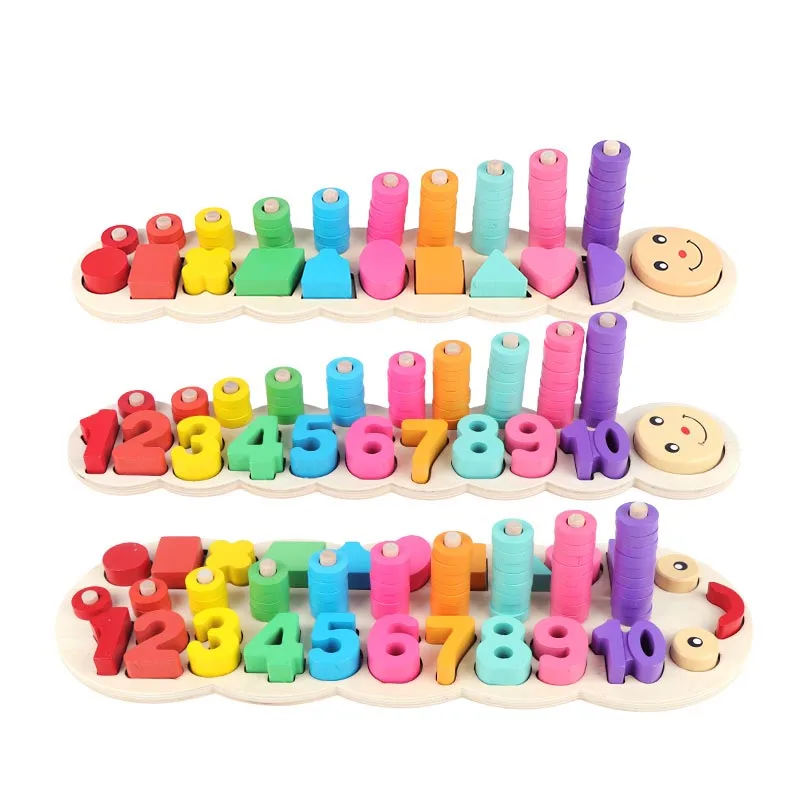 

Preschool Wooden Toys Montessori Materials Count Numbers Matching Digital Shape Match Early Education Teaching Math Toys