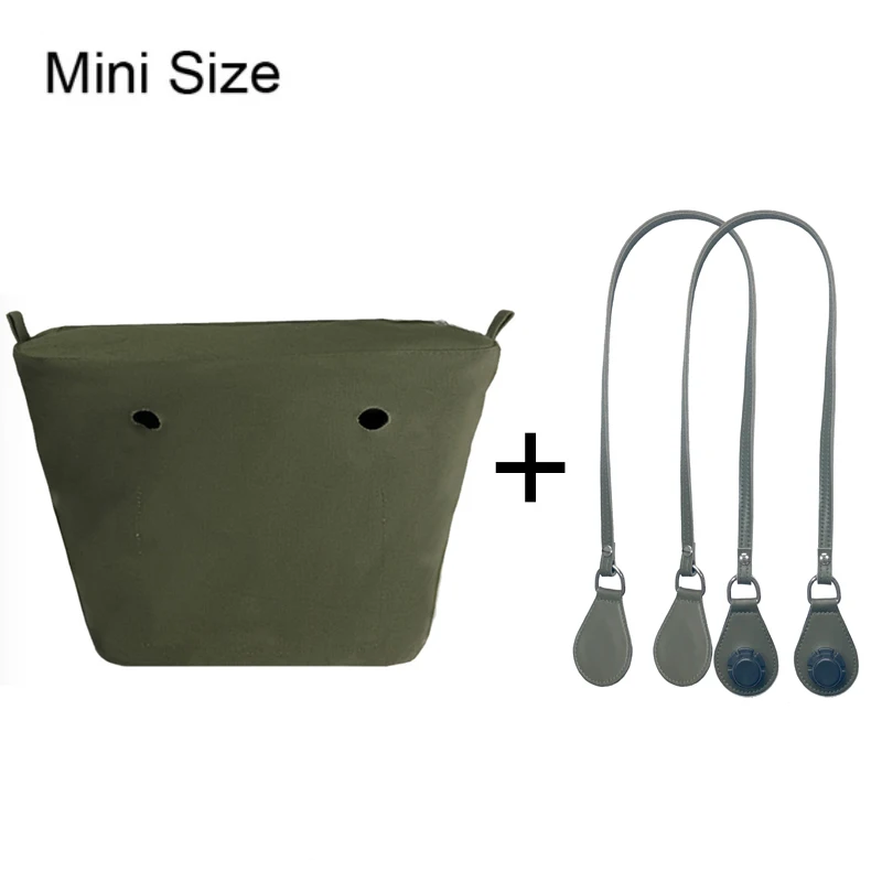 1set 85cm Long Microfiber Leather Handles with Canvas Floral Insert Inner Pocket for Classic Mini Obag O Bag Women Handbag 