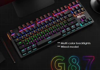 

RK G87 wired 87 mechanical keyboard backlit TKL game keyboard backlighting