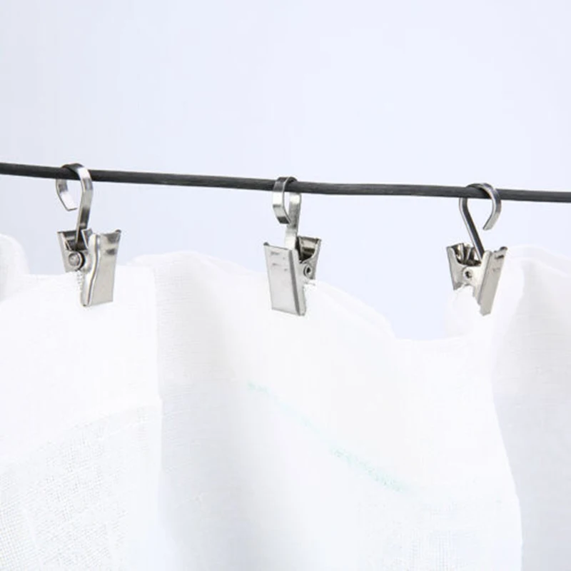 30pcs Steel Steel Curtain Clips Hook Hanging Window Shower Photos