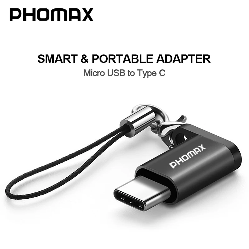 

PHOMAX Micro USB To TypeC Adapter Alloy Case Android Micro USB Connector To Type C For Huawei For Xiaomi With Keychain Adaptors