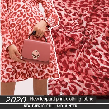 

2020 spring and summer new European and American style digital printing red yellow leopard fashion dress handmade DIY fabric