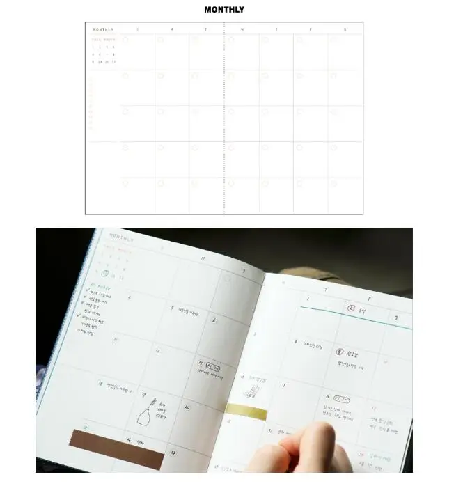 Недатированный ежемесячный недельный ежедневник Pocket Agenda 224P корейская мода Канцелярские товары