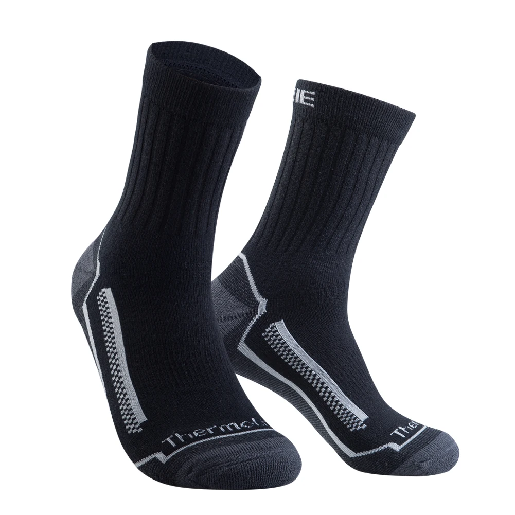 AONIJIE, носки для бега, для спорта на открытом воздухе, шерстяные баскетбольные Носки, унисекс, для тренировок, для тренировок, Компрессионные носки для велоспорта, E4100 - Цвет: Черный