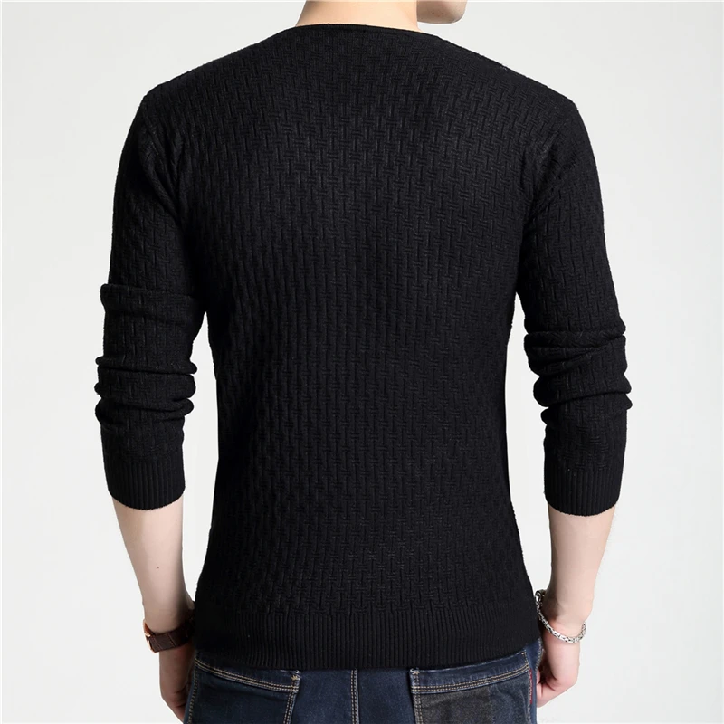 BROWON, простой осенний свитер с длинным рукавом для молодых мужчин, v-образный вырез, чистый свитер с длинным рукавом, тонкая трикотажная Нижняя блузка