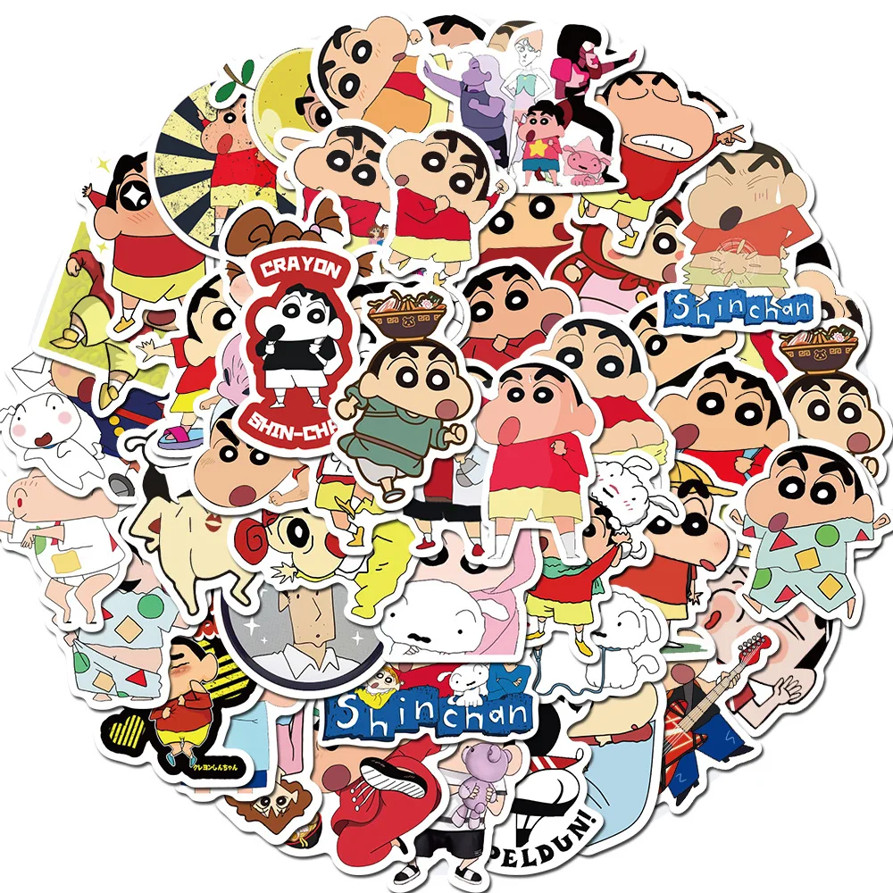 

50pcs Crayon Shinchan Sticker for Luggage Skateboard Phone Laptop Moto Bicycle Wall Guitar/DIY Waterproof Graffiti Pvc Stickers