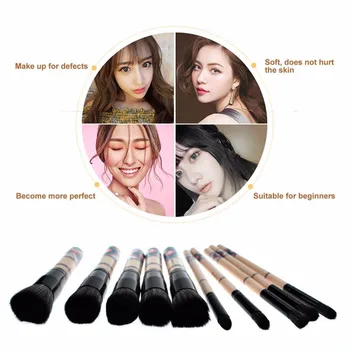 

10pcs/set Professional Cosmetics Makeup Brush Set Face Powder Foundation Brushes Beauty Tool With Geometric Printing on Handle