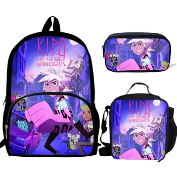 

3pcs/set Rucksack Students Girls Boys Pretty Gift Schoolbag Kipo and the Age of Wonderbeasts Backpack for kids teens Mochilas