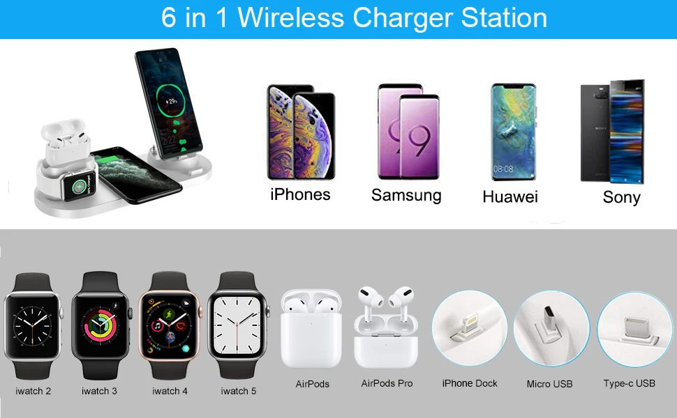 apple wireless charger Wireless Chargers 3 in 1 Fast Wireless Charger Charging Station For Apple Watch 10W 6 In 1 AirPods pro iPhone 12 11 Dock Station fast wireless charger