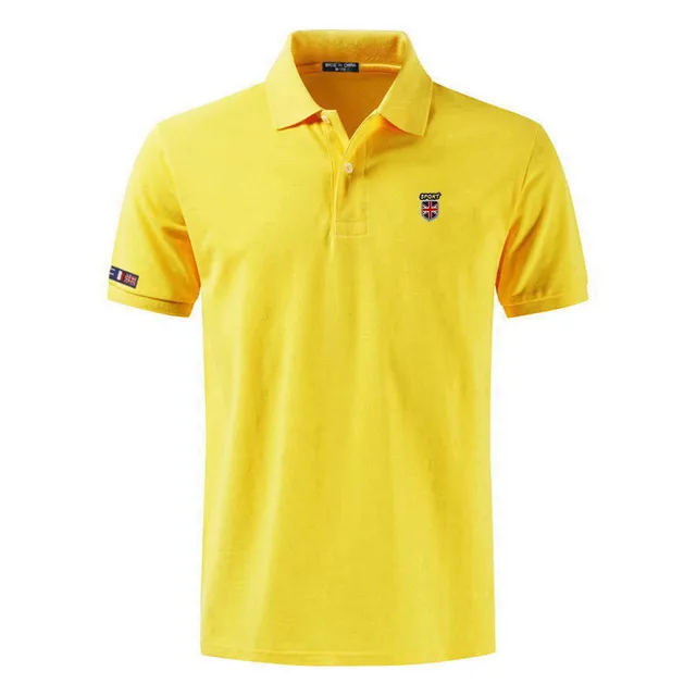 100% Cotton Top Quality 2022 Summer New Men's Polos Shirts Plus Size XS-5XL Solid Color Short Sleeve Polos Homme Lapel Male Tops Lemon yellow