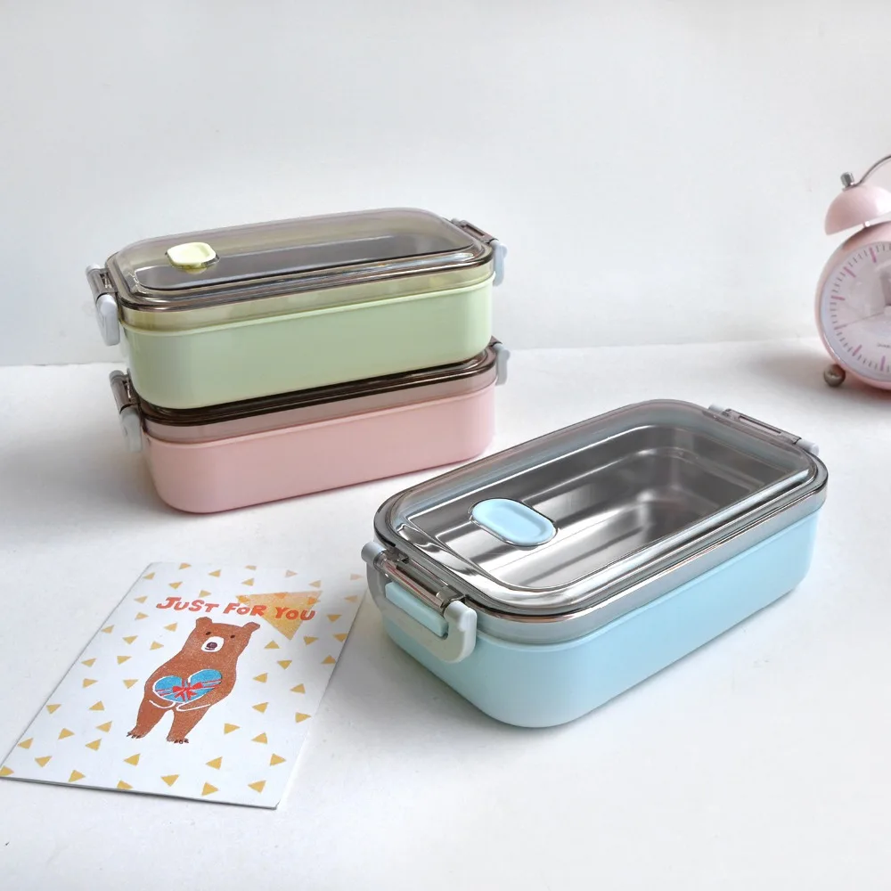 TUUTH Lunch Box Stainless Steel 800ml-capacity Microwave Heating Portable Dinne Food Containers Adults Lady Kids B3
