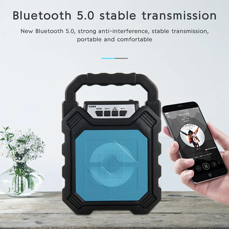 Портативная беспроводная Bluetooth колонка большой звук стерео FM радио Светодиодный
