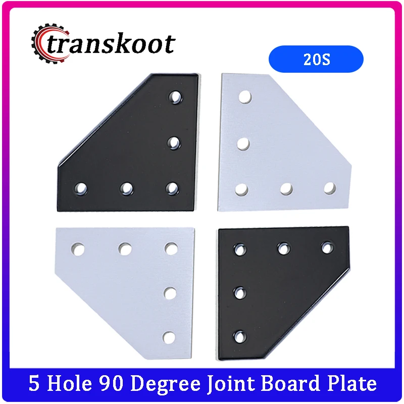 KOOTANS 10pcs/Set New 5 Hole 90 Degree Joint Board Plate with 50pcs M5 Screws 50pcs M5 T Nut Corner Angle Bracket Connection Joint Strip for Slot 6mm 2020 Aluminum Profile 3D Printer Frame 