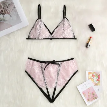 

Women Sexy Lace Open Crotch Lingerie Set erotic Porno Underwear Pink Bar Set Temptation Intimates Sleepwear Nightwear Babydoll