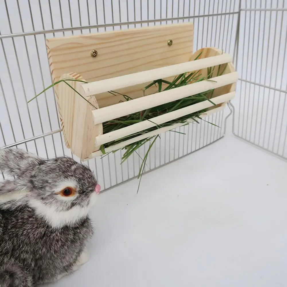 Small Animals Feeding Rabbit Hay Feeder Rack Wooden Feeding
