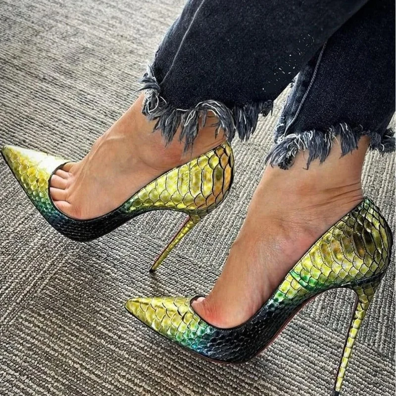 Sexy Iridescent Snakeskin High Heel 